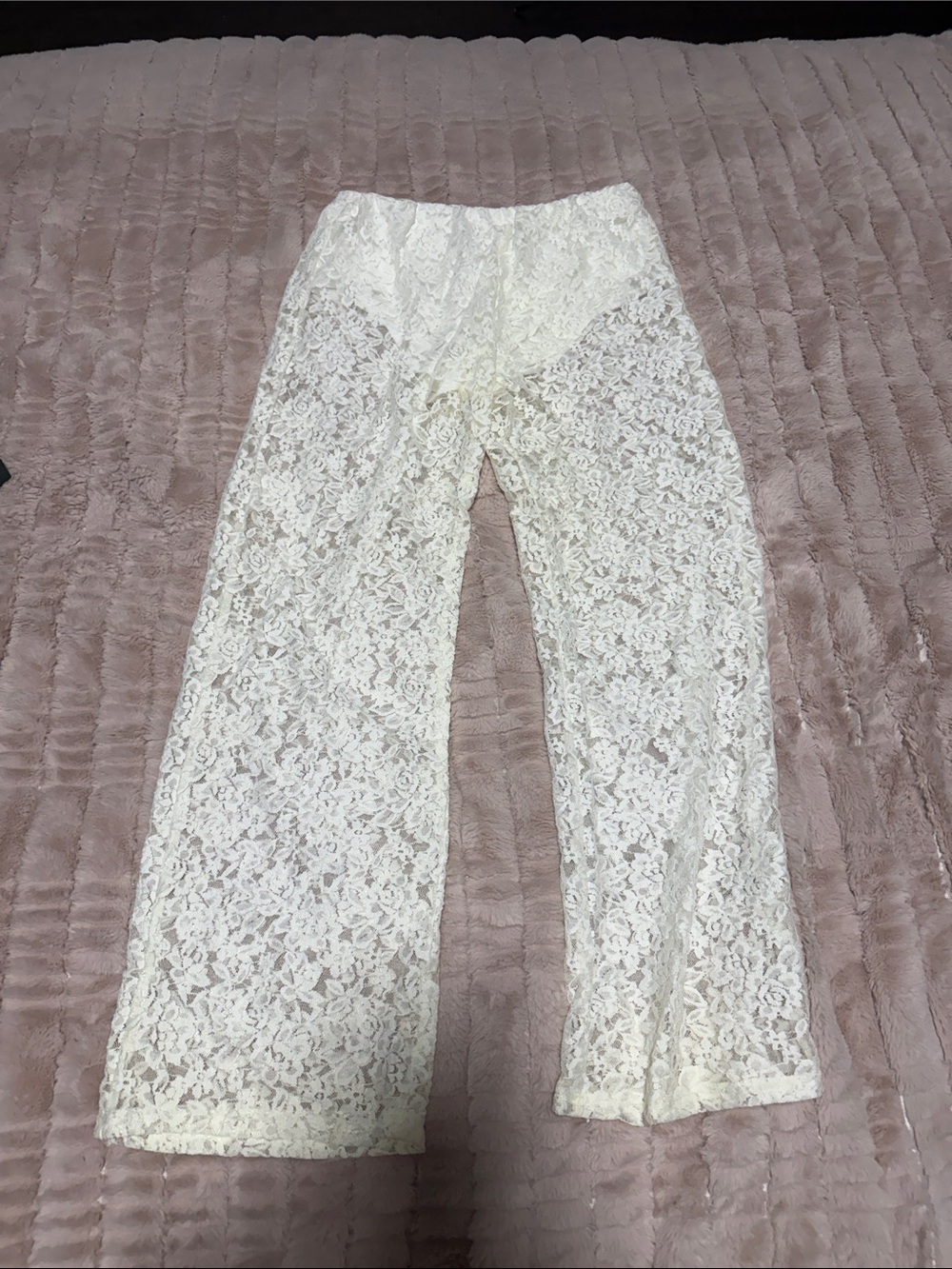 White Lace Wide-Leg Pants
